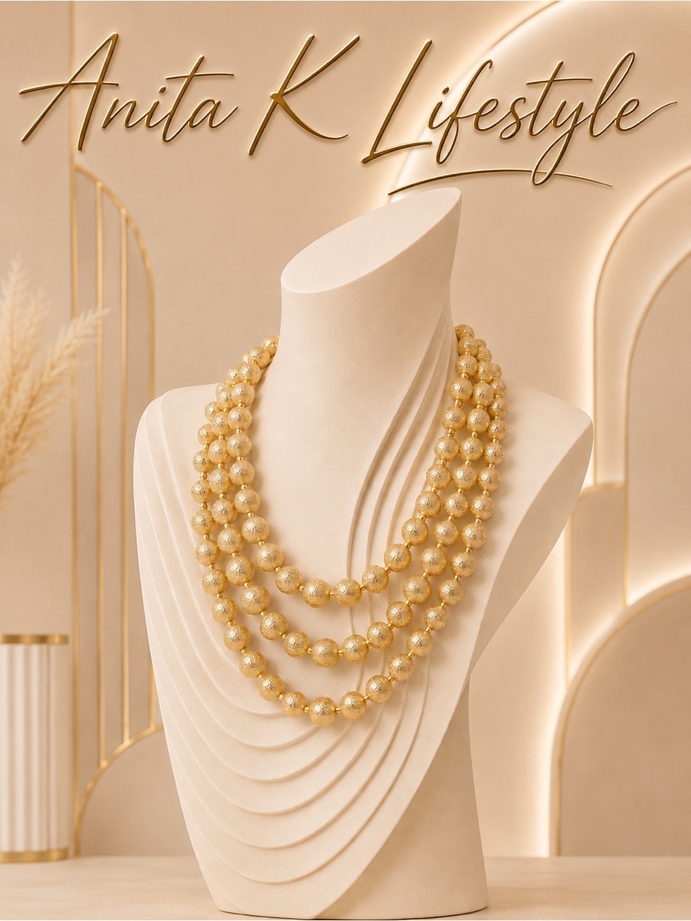 🆕🔥Gold Sponge Pearl Multi-Strand Necklace